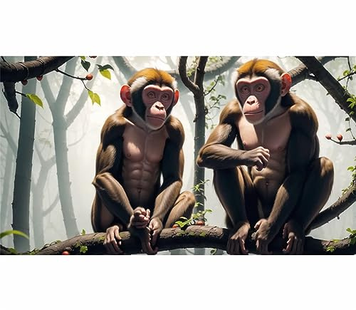 TWYYDP Wooden Puzzle 520 Pieces,Monkey Animal on Tree Puzzle,DIY Home Wall Decor