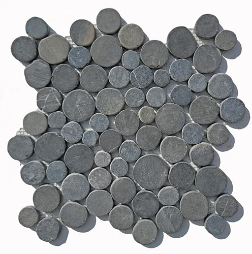 1qm Mosaikfliesen - Kieselsteinoptik geschnitten und getrommelt - Bodenfliesen Badfliesen Naturstein - Fliesen Lager Verkauf Herne NRW (Grau (grey))