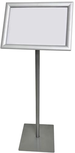 DisplayLager - Basic Infoständer A4, Schwerer Fuß, inkl. drehbarer Klapprahmenprofil (Silber, A4)
