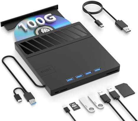 Lecteur Blu-ray externe Yaeonku, lecteur DVD/BD lecture/écriture, 4 ports USB et 2 cartes SD, USB 3.0 Type-C pour ordinateur portable, PC, Windows