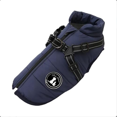 Hundejacke Winterweste Jacken Hundemantel Hundepullover Haustier Skifahren Kostüm Ärmellose Baumwolle Gepolsterte Weste Mit Brustgurt Gurt (Dunkelblau, S)