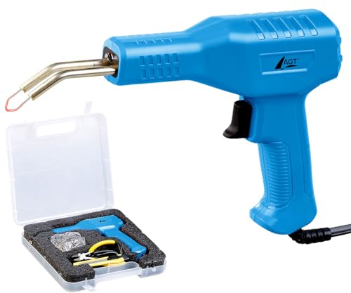 AGT Kunststoff schweissen: Kunststoff-Schweißgerät mit 1.000 Schweißnägeln, Zange, Messer, 230 V (Schweißpistole, Reparatur, Kunstoffschweissgerät)