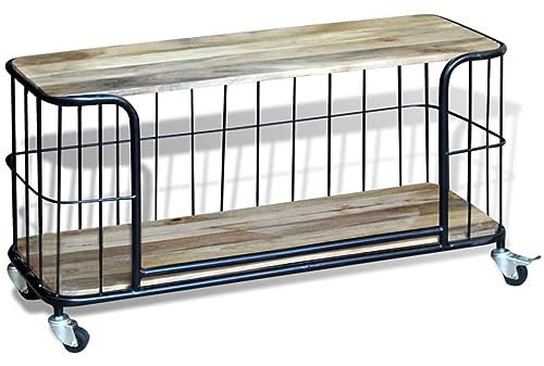 Rantry TV-Schrank aus massivem Mangoholz, 100 x 40 x 45 cm, TV-Schrank, niedriger TV-Schrank, Couchtisch, TV-Ständer für Wohnzimmer, Dekoration für Möbel und Schlafzimmer
