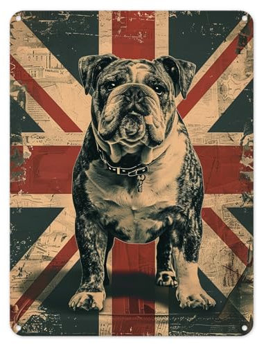 Shopagift British Bulldog Union Jack Great Britain Metal Poster Wall Sign Man Cave Shed Bar Bedroom Home Kitchen - A5