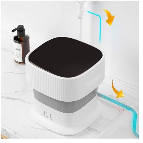 HAZARA Lavatrice da Campeggio, 9L Lavatrice Portatile Pieghevole Ingresso E Uscita Automatici dell'Acqua ， Mini Lavatrice per Appartamento,Lavanderia,Campeggio,Viaggi