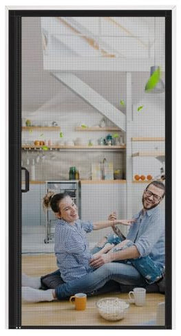 Anti-Fliegen-Vorhang, Rollo, Moskitonetz, Vorhang Schwarz 120x225cm Anti-Fliegen-Anti-Insekten-Fliegen-Moskito-Balkontüren, Schiebetüren