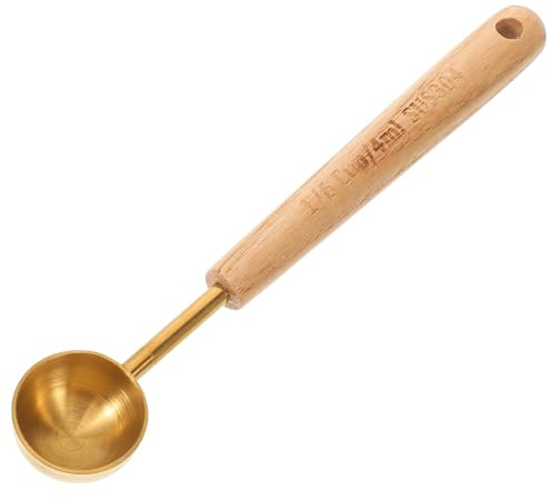 Creative Coffee Measuring Scoop with Wood Handle and Marked Scale | 1/6 Cup and 4ml Capacity, 304 Stainless Steel Build, Comfortable Grip, Easy Storage