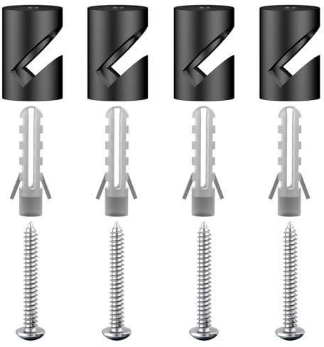 OASHISU 4 x Aluminiumlegierung Wand- und Deckenpins Schwarz für Textilkabel | V-Stil Deckenbefestigung Affenschaukel Aufputz-Kabelhalter für Lampe DIY mit Schrauben und Dübeln