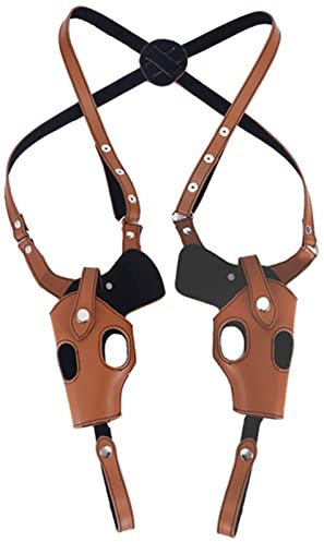 ANSNOW Unterarm-Doppelpistolenholster, Lederschulterholster Für Doppelpistole Mit Verstellbaren Riemen, Universelles Retro-Revolverholster Für 1911 92 96 45 43/Braun/Größe