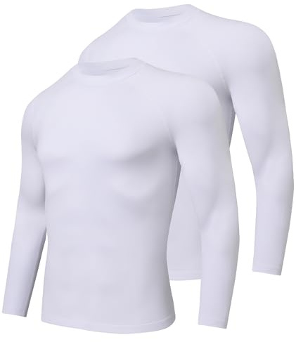 Djtnzdm T Shirt Polaire Thermique Homme Hiver Hauts Thermiques Chaude Sport Compression T-Shirts Thermolactyl à Manches Longues Lot de 2
