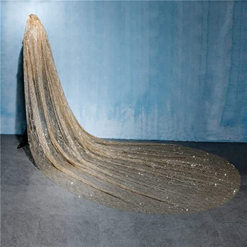ABNNHK eters Brautschleier für die Hochzeit, lang, für die Braut, luxuriöse Kathedralenschleppe, glänzende Glitzer-Pailletten, Zubehör, Brautschleier (grau, 300 cm)