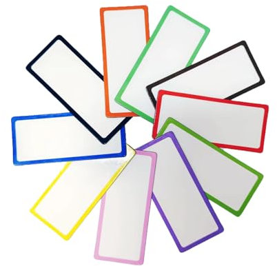 Wenrescry 30 stycken magnetiska remsor, skrivbara, 10 färger, återanvändbara avtorkbara magnetiska skyltar, färgade magnetiska etiketter för whiteboards, kylskåp, skola och kontor 8 × 3,5 cm