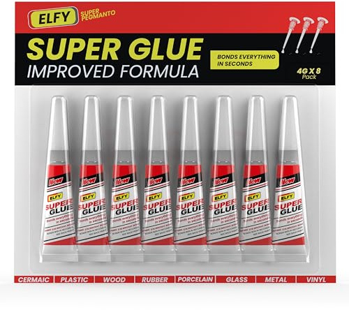 ELFY 4g x 8 PCs Super Glue All Purpose with Pin Point Nozzle - Super Fast Superglue General Strong Thick & Strong Adhesive Super Glue Gel for Hard Plastic, DIY Craft, Rubber, Metal, Leather and More