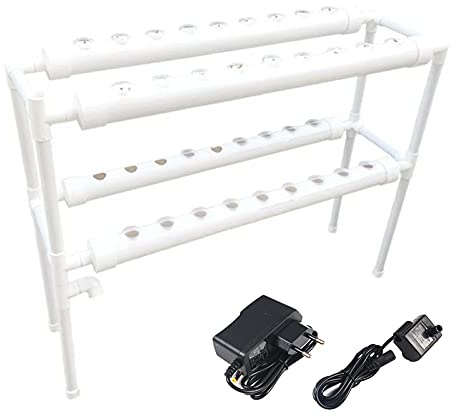 Akuoyiexemye Kit per coltivazione idroponica a 2 strati con 36 piante con pompa dell'acqua, sistemi di coltivazione di piante in PVC senza fragole, set idroponici per la coltivazione di verdure e