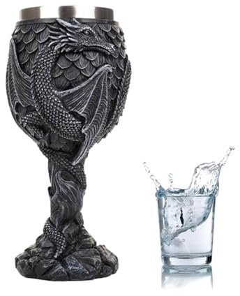 Générique Gobelet médiéval - Calice à vin dragon en acier inoxydable | Coupe de calice de dragon gothique créative pour un usage quotidien, des décorations de fête et des collectionneurs