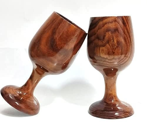 BishtHub Weinkelch aus Holz, Trinkbecher, Bierglas-Set, Weinglas, Geschirr, Küchenutensilien, Barzubehör, Holz-Heimdekoration, je 140 ml, 2 Stück