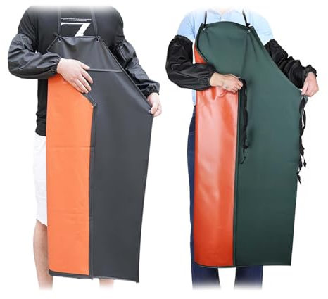 ZHYUAN 2 piezas Delantalde trabajo,Delantalesimpermeables,PU impermeable delantales ajustables,Delantalde trabajo de goma para la industria,Ultra Lightweight Industrial Apron,Delantal de carnicero