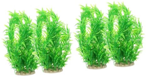 POPETPOP 2 Sätze Aquarienlandschaft Halter Futterspender Kleines Aquarium Anlage Künstliche Pflanzen Vakuum Pflanzenaquarium Auto Panzer Fischtankdekor Deckel Green Plastik 2 Stück * 2