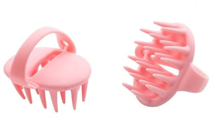 Shampoobürste mit Verstellbarem Griff Silikon Kopfhautmassagegerät | Haar und Kopfhaut, Sanfte Massage und Reinigung, Rosa, für Haartypen