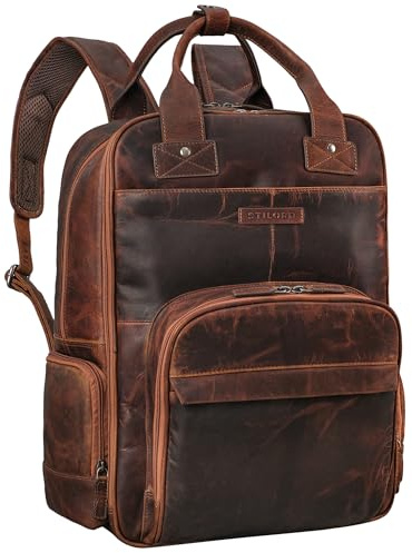 STILORD 'Fiena' Leder Wickelrucksack Groß Damen - großer Babyrucksack & Windelrucksack - elegante Wickeltasche im Vintage Stil - Lederrucksack aus Echtleder für Mamas