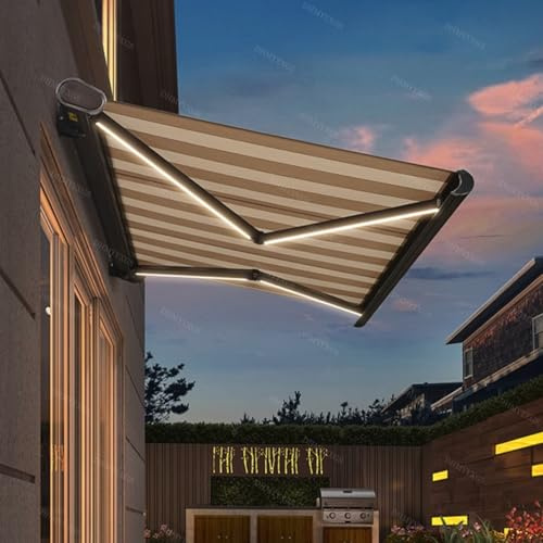 Tenda da sole motorizzata retrattile per patio, tenda da sole elettrica da giardino, gazebo, tessuto resistente ai raggi UV e all'acqua, tenda parasole per esterni, 2 x 1,5 m