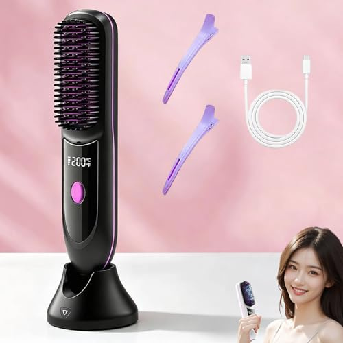 Baomaeyea Cordless Heated Straightener with Charging Dock – 30s Fast Heat | 4000mAh Fast Heating Design,3-Speed for All Hair Types,Ideal for Travel, Office & Gym Touch-Ups(Bk-02)