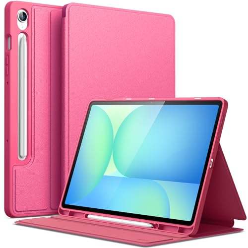 JETech Folio Case for Samsung Galaxy Tab S10 Lite/S10 FE/S9 FE 10.9, Pink | Multi-Angle Stand Cover, S Pen Holder, Slim Protective Cover, Auto Wake/Sleep