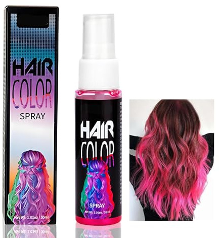 Temporary Hair Colour Spray, Bright Pink, 30 ml Pump Bottle, 1-Pack | Targeted Dispenser For Selected Strands, Compact Format, For Event Styling Or Testing A New Shade, Outer Box Included