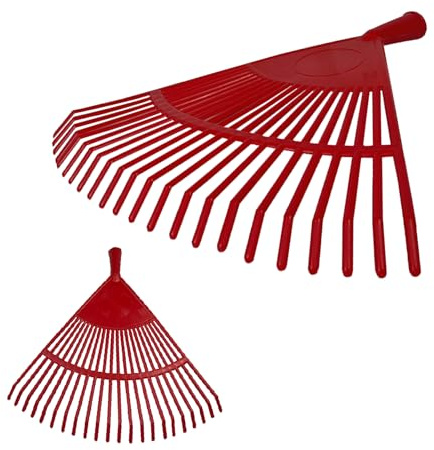 Crisalide Rastrillo para hojas de 22 dientes de polipropileno rojo | Ligero y resistente | Ideal para la recogida de hojas y restos ligeros | Mango no incluido