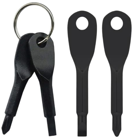 ZORVYN Mini Destornillador Llavero 2 Piezas – Estrella & Plano, Negro & Plateado – Herramienta Compacta para Calendarios de Adviento, Regalos para Hombres, Reparaciones Diarias y Outdoor
