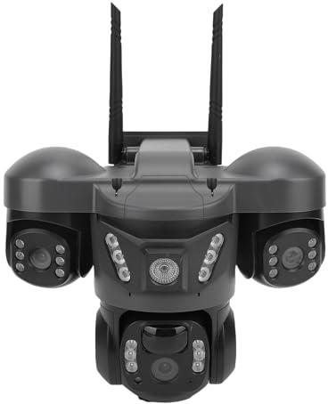 XUMIUZIY Solar Security Cameras Wireless Outdoor WiFi Triple Lens UHD Camera with 8000mAh Battery, 2 Way Talk, IP66 Water Proof, PIR Motion Detection, Easy Setup