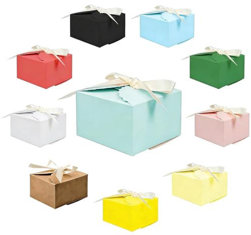 HIGA-JKL 20 Stück Geschenkbox Set Wellig mit Band Kleine Geschenkboxen mit Deckel DIY Geschenkverpackung für Weihnachten Hochzeit Party als Pappschachteln für Süßigkeiten Macarons