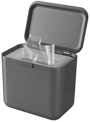 ReBorn Recycled SquishBin 20L Soft Plastics Bin Made in UK - Dark Grey | Compresses up to 20L of soft plastic bags, cupboard hook mount, rear carry handle, made from 100% recycled plastic