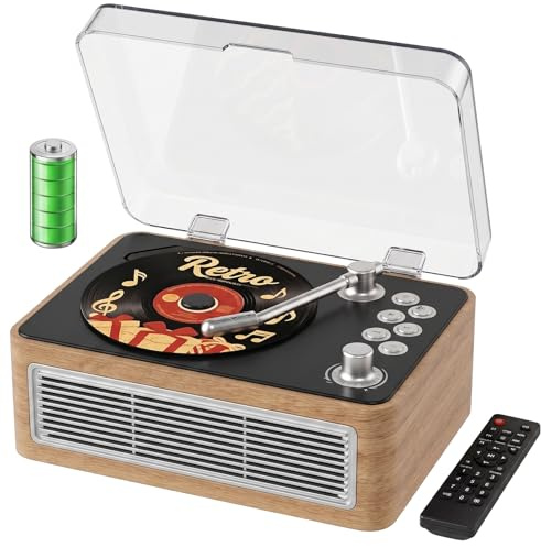 Gueray Tragbarer CD Player Bluetooth mit Lautsprecher & Radio Eichenholz | CD-Player mit Fernbedienung Unterstützt USB/AUX Wiedergabe Kopfhöreranschluss