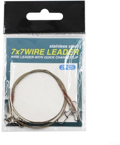 Gdfnmogo 7x7 Stainless Steel Fishing Leader Line with Swivel and -Lock Snap, Anti-Bite, High-Tensile Strength up to 30kg, for Predatory Fish(40CM 18KG)