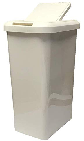 KetoPlastics 45 Litre Touch Top Kitchen Bin Rubbish Paper Waste Can Dustbin Rectangle Plastic (Cream)