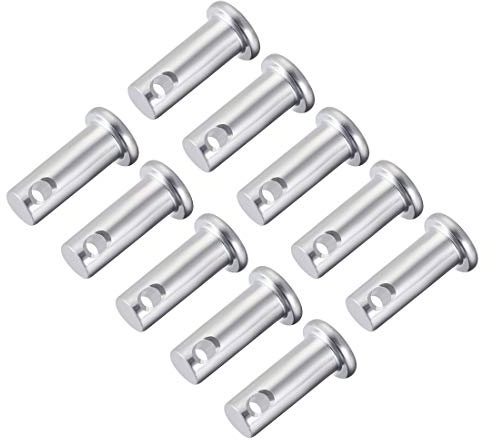 sourcing map 10 Stück Steckbolzen Einloch Gabelbolzen 8mm x 20mm Splintstift Flach Kopf verzinkter Stahl Lochbolzen
