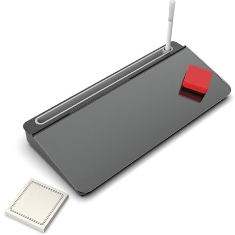 Audio-Visual Direct - Glas-Schreibtisch-Computertastatur, Whiteboard-Notizblock-Set, Schwarz (inkl. Neonmarker, Radiergummi und Haftnotizen)