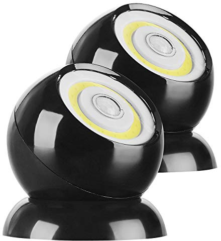 Lunartec Bewegungsmelder Akku: 2er-Set ultrahelle COB-LED-Akku-Leuchten, PIR Sensor, 200 lm, schwarz (LED Spots mit, Strahler, Spot)