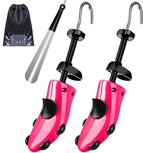 JJDPARTS Schuhspanner Herren und Damen, 4-Wege Schuhdehner, Schuhweiter für Einstellbare Länge und Breite mit Schuhlöffel (Für Damen Schuhe EU Größe 34.5-40, Rose)