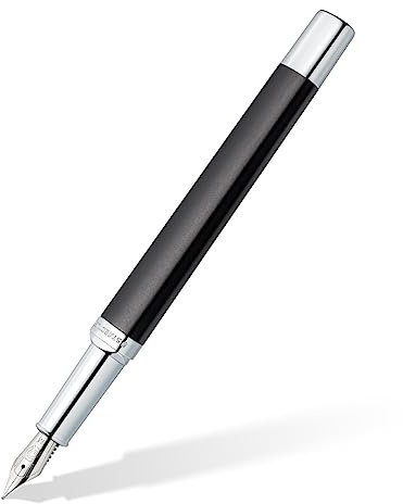 STAEDTLER Triplus 474 M09-3 - Pluma estilográfica (474 M, carcasa metálica en forma triangular ergonómica, plumín de acero M, con cartucho de tinta azul), color gris antracita