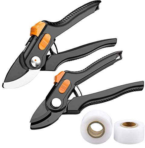 Ratsche Gartenscheren, Amboss Ratschenschere, Professionelle Astschere Mit Ergonomischer Griff Zum Schneiden Von Stielen Und Zweigen, Geeignet Für Gärtner Und Gartenliebhaber(2 Stück)