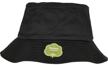 Yupoong Flexfit Unisex Bucket Hat aus organischer Baumwolle mit Flexband innen, Fischerhut in Schwarz, Weiß oder Blau, Einheitsgröße One Size