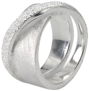 SILBERMOOS Damen Ring Criss-Cross-Ring diamantiert Design Motiv Ring breit Sterling Silber 925