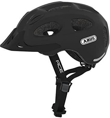 ABUS Stadthelm Youn-I ACE - mit integriertem LED-Rücklicht - Fahrradhelm für den Alltag - für Damen und Herren - Schwarz, Größe S, S (48-54 cm​)