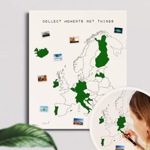 Die SCRATCH MAP Alternative als EUROPAKARTE! Nachhaltig, ultralanglebig, made in Germany - Collect moments not things - Europakarte Reiserinnerung, zum rubbeln ist out (Keilrahmen, 70x90cm)