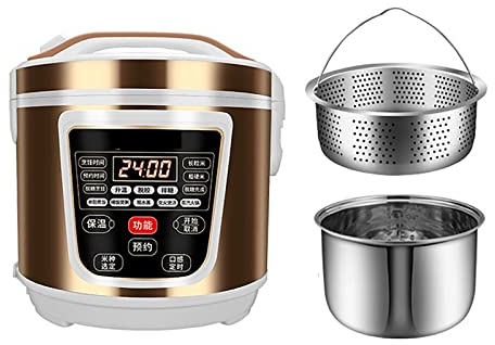 Cuociriso a basso contenuto di zucchero (3/4/5L) Interno in acciaio inossidabile 304 per uso domestico, prenotazione 24 ore, Rice Cooke separatore per zuppa di riso, per 2-7 persone (Size : 3L)