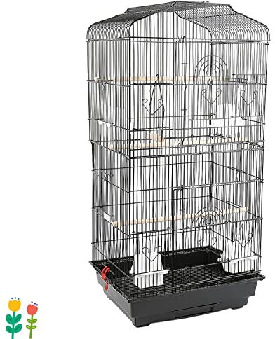 Gabbia per uccelli, per pappagalli, con porte, grande voliera multiuso, accessori per mangiatoie, posatoi e posatoi rimovibili, per pappagalli/canarie, 46 x 36 x 92 cm