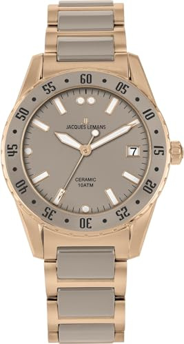 JACQUES LEMANS Damenuhr Liverpool Massiv Edelstahl/High-Tech-Ceramic massiv Edelstahl 42-12A