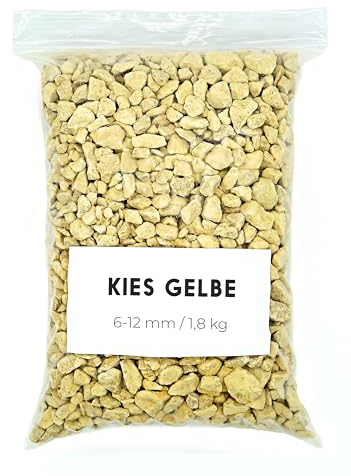 Landare Gravier Jaune 1,8Kg - Gravier Aquarium - Gravier Decoratif - Cailloux Decoratif - Gravier Jardin Exterieur - Galet - Cailloux Aquarium Decoration (6-12 mm)